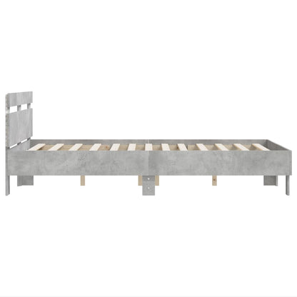 Giroletto con Testiera e LED Grigio Cemento 135x190 cm | homemem39