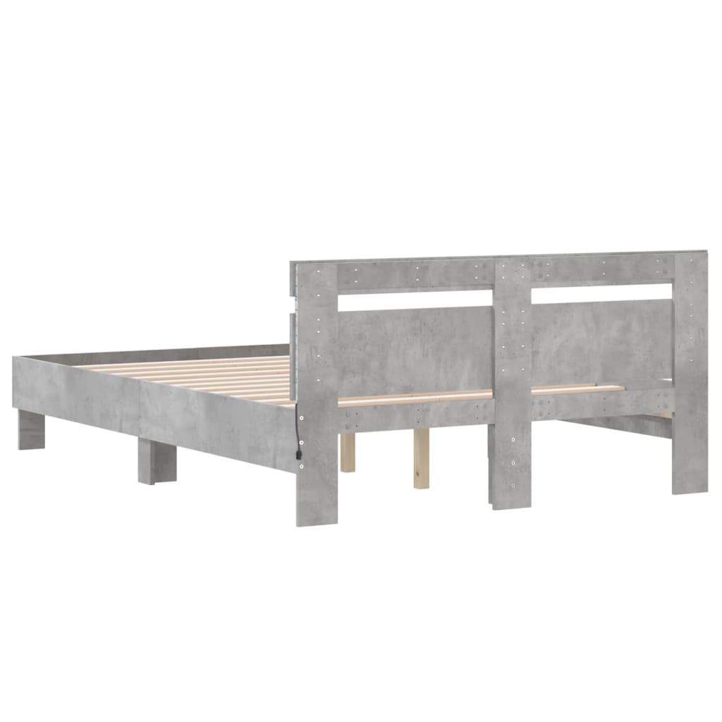 Giroletto con Testiera e LED Grigio Cemento 135x190 cm | homemem39