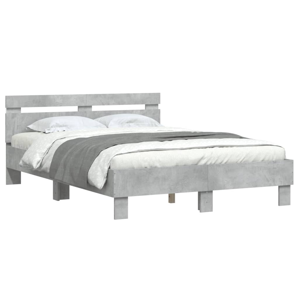 Giroletto con Testiera e LED Grigio Cemento 120x190 cm | homemem39