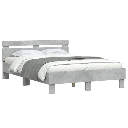 Giroletto con Testiera e LED Grigio Cemento 120x190 cm | homemem39