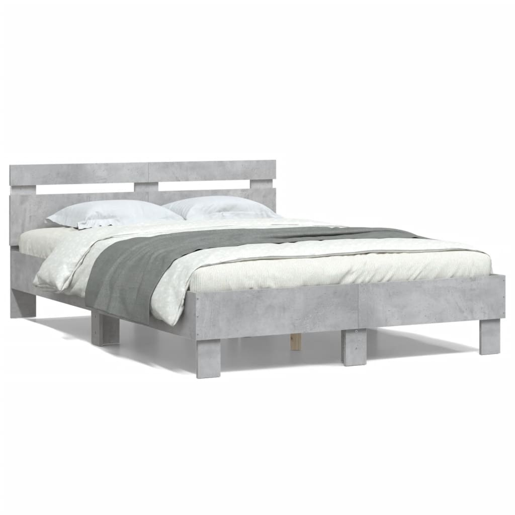 Giroletto con Testiera e LED Grigio Cemento 120x190 cm | homemem39
