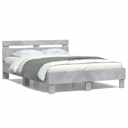 Giroletto con Testiera e LED Grigio Cemento 120x190 cm | homemem39