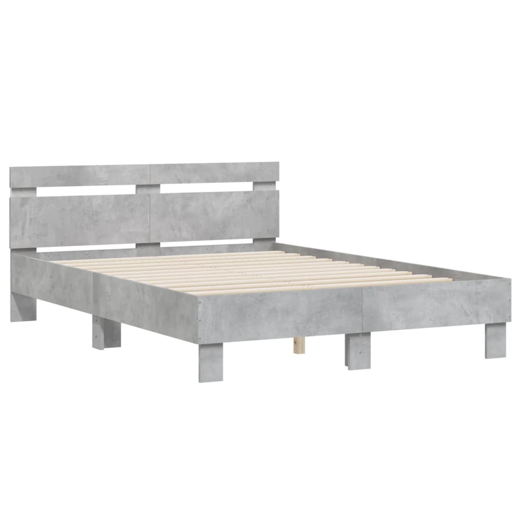 Giroletto con Testiera e LED Grigio Cemento 120x190 cm | homemem39
