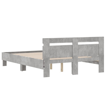 Giroletto con Testiera e LED Grigio Cemento 120x190 cm | homemem39