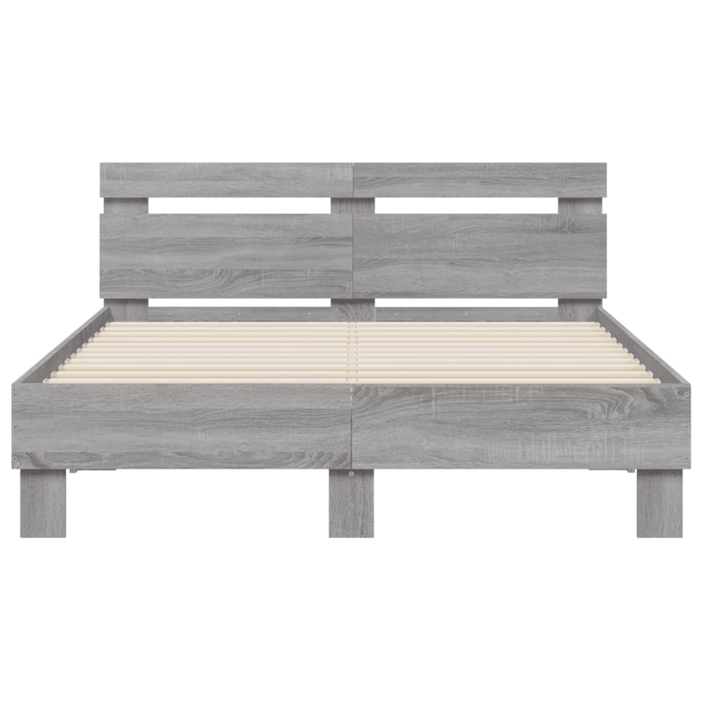 Giroletto con Testiera e LED Grigio Sonoma 120x190 cm | homemem39