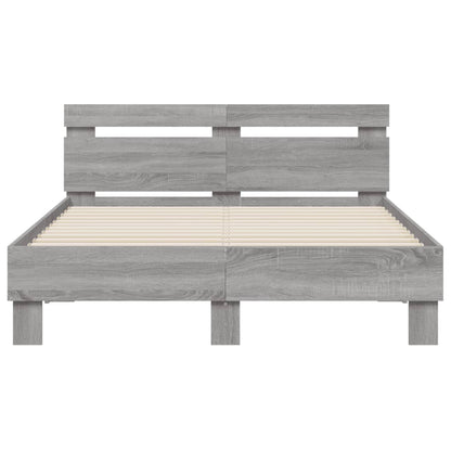 Giroletto con Testiera e LED Grigio Sonoma 120x190 cm | homemem39