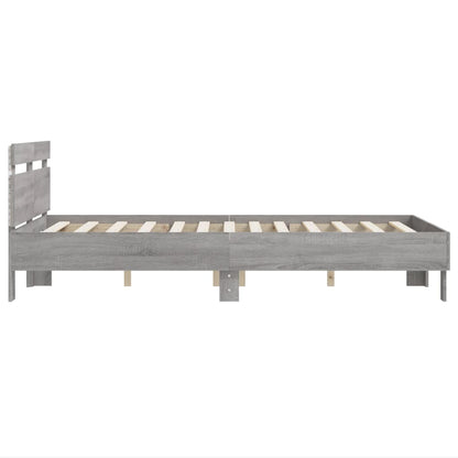 Giroletto con Testiera e LED Grigio Sonoma 120x190 cm | homemem39