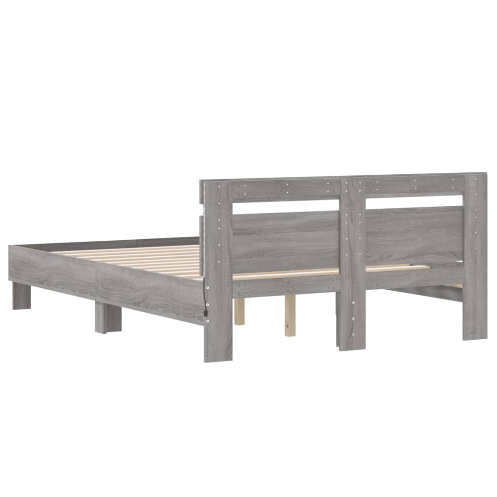 Giroletto con Testiera e LED Grigio Sonoma 120x190 cm | homemem39