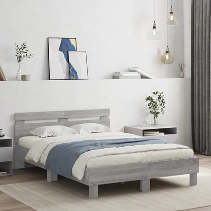 Giroletto con Testiera e LED Grigio Sonoma 120x190 cm | homemem39