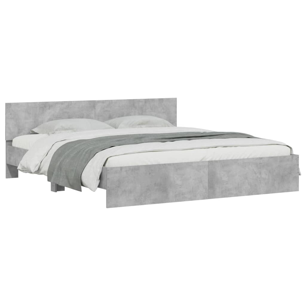Giroletto con Testiera e LED Grigio Cemento 200x200 cm | homemem39