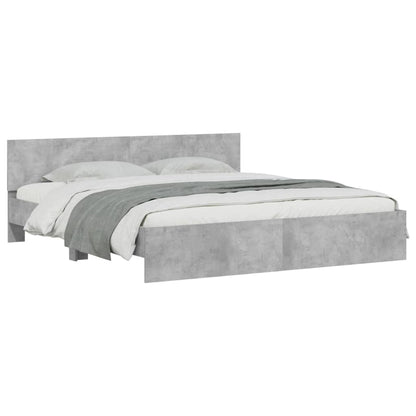 Giroletto con Testiera e LED Grigio Cemento 200x200 cm | homemem39