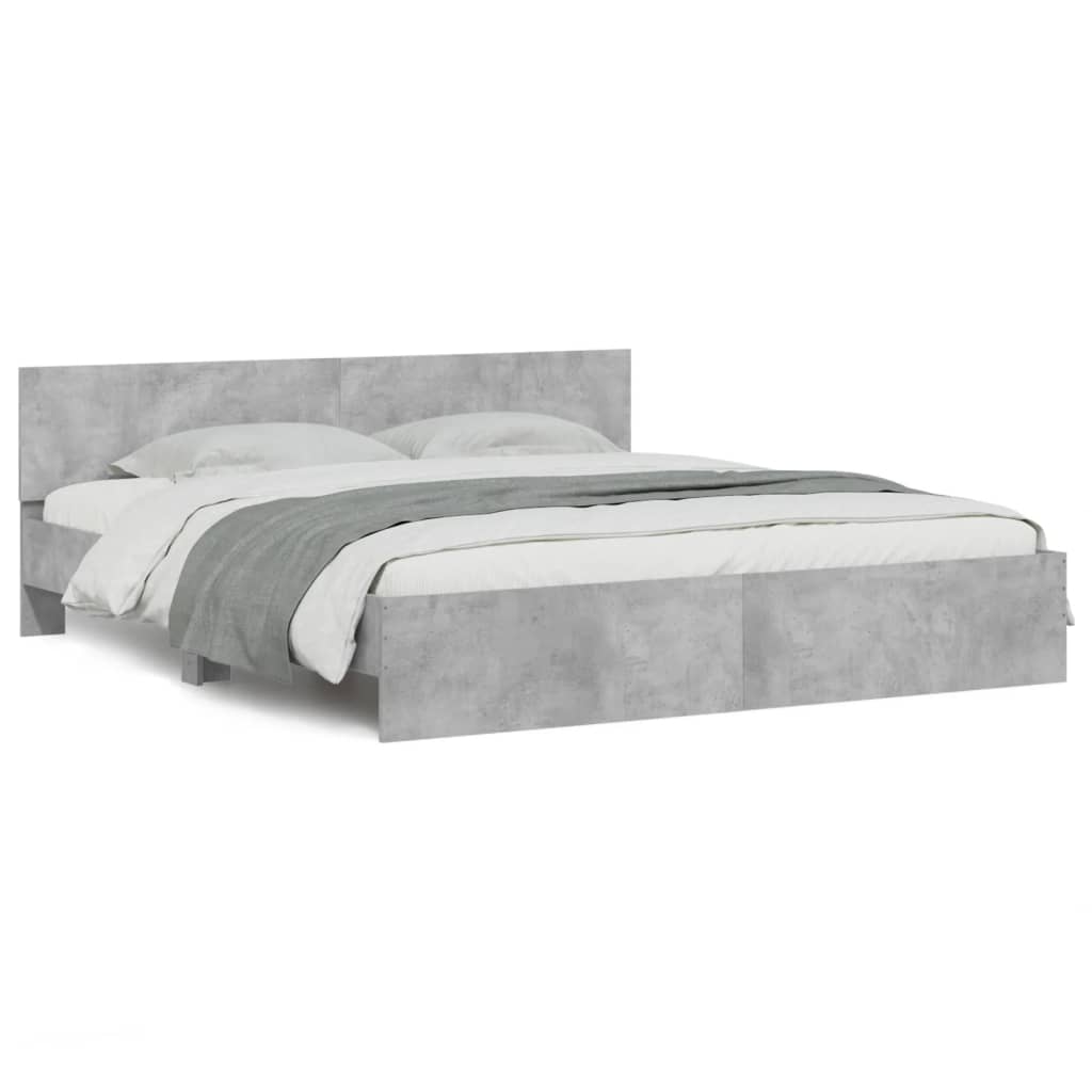 Giroletto con Testiera e LED Grigio Cemento 200x200 cm | homemem39