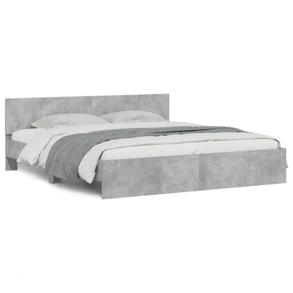 Giroletto con Testiera e LED Grigio Cemento 200x200 cm | homemem39