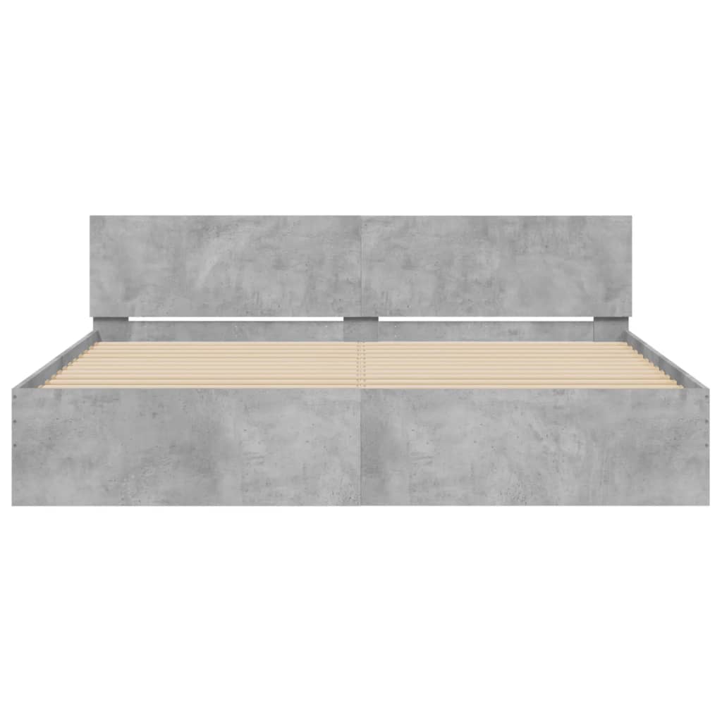 Giroletto con Testiera e LED Grigio Cemento 200x200 cm | homemem39