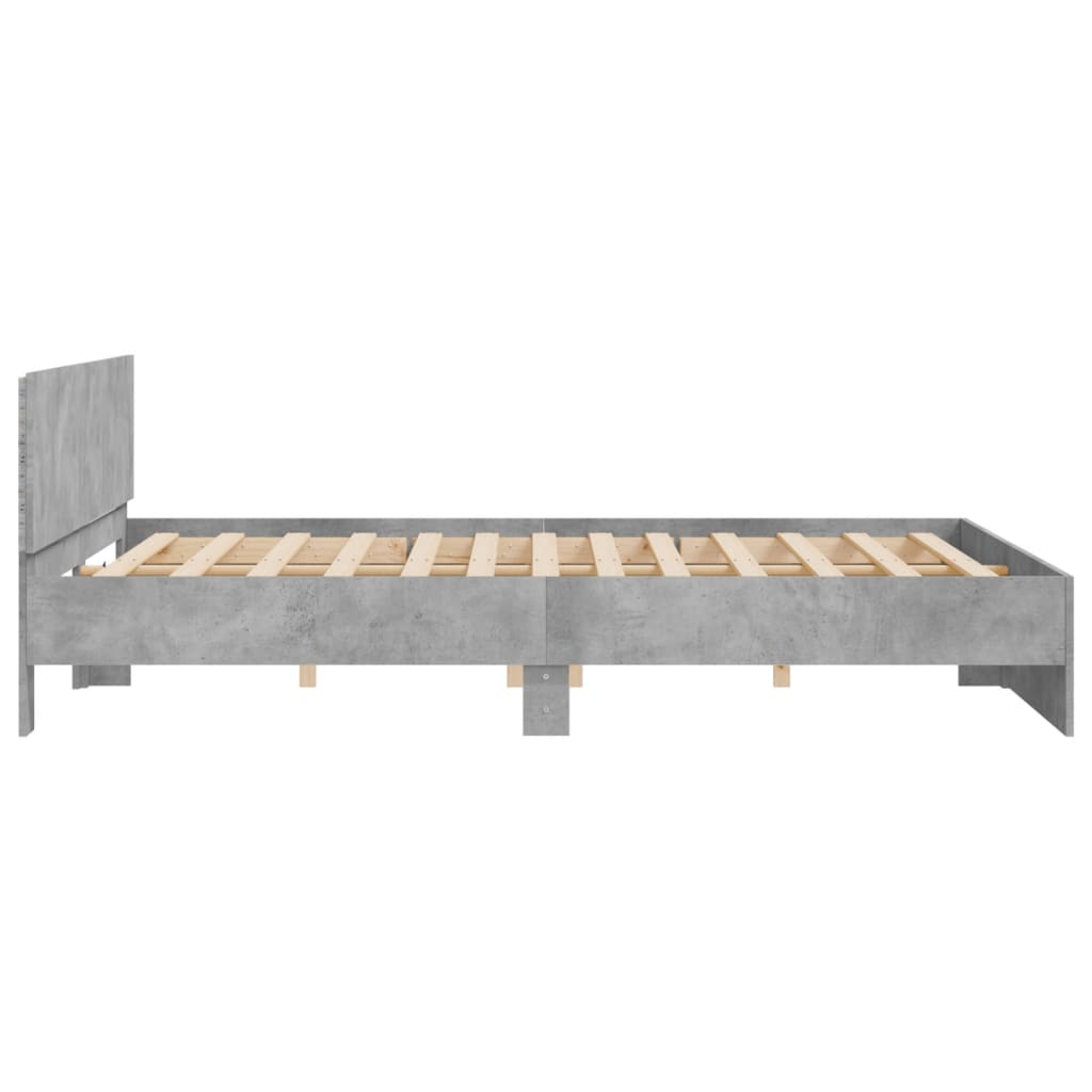 Giroletto con Testiera e LED Grigio Cemento 200x200 cm | homemem39