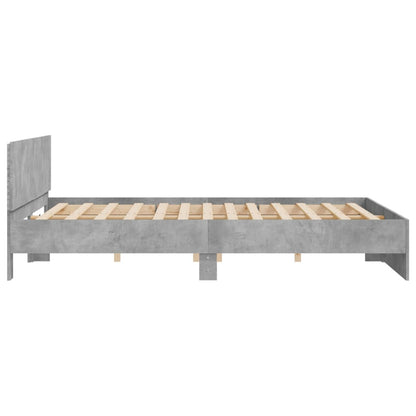 Giroletto con Testiera e LED Grigio Cemento 200x200 cm | homemem39