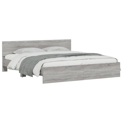 Giroletto con Testiera e LED Grigio Sonoma 200x200 cm | homemem39