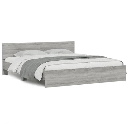 Giroletto con Testiera e LED Grigio Sonoma 200x200 cm | homemem39