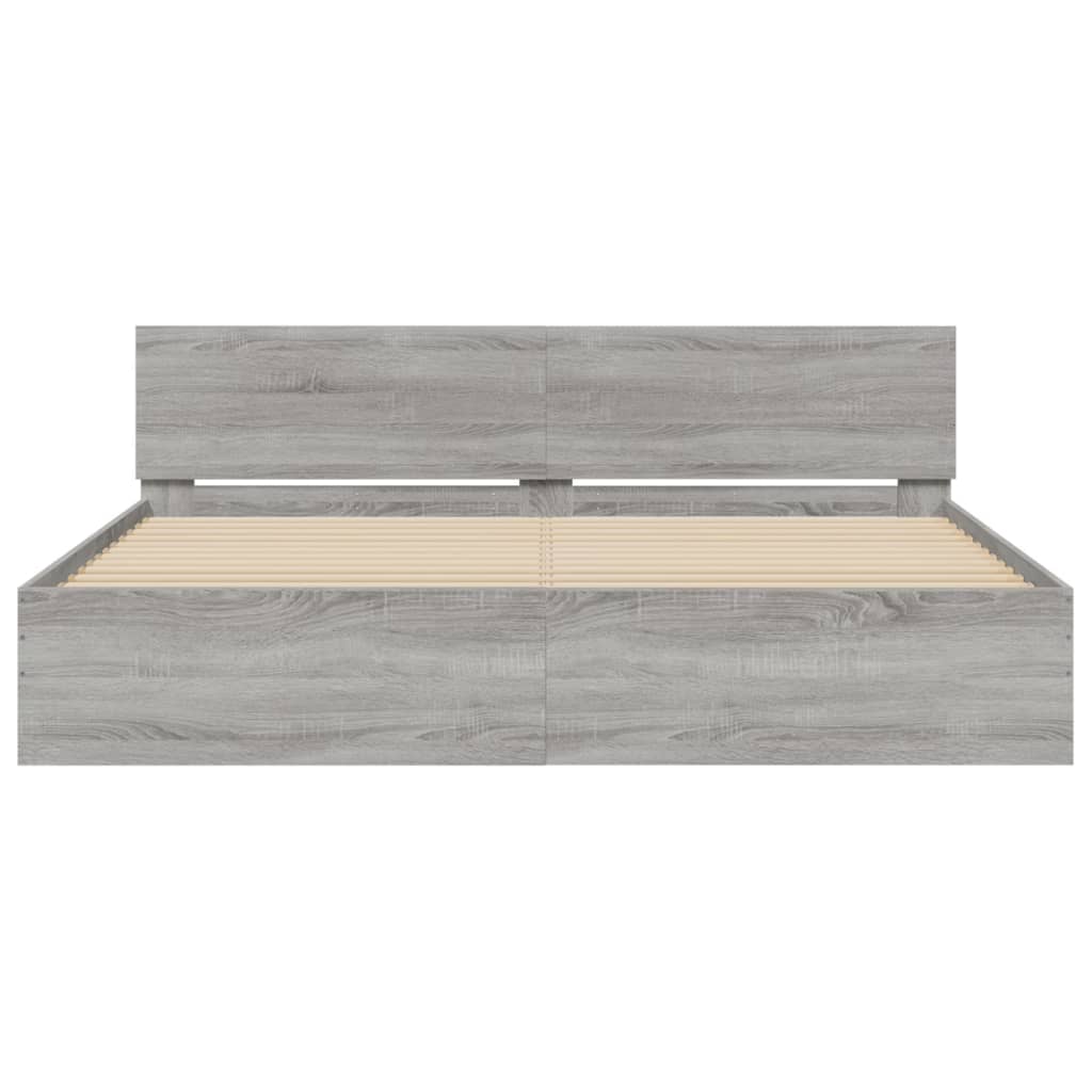 Giroletto con Testiera e LED Grigio Sonoma 200x200 cm | homemem39