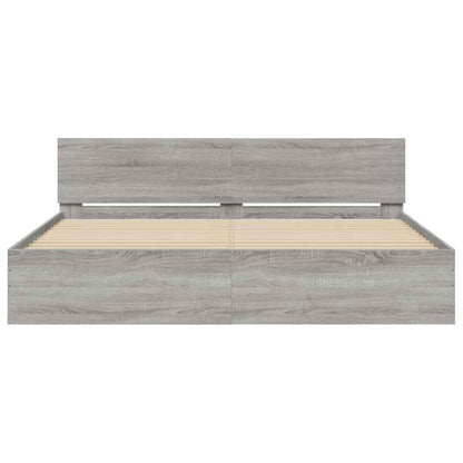 Giroletto con Testiera e LED Grigio Sonoma 200x200 cm