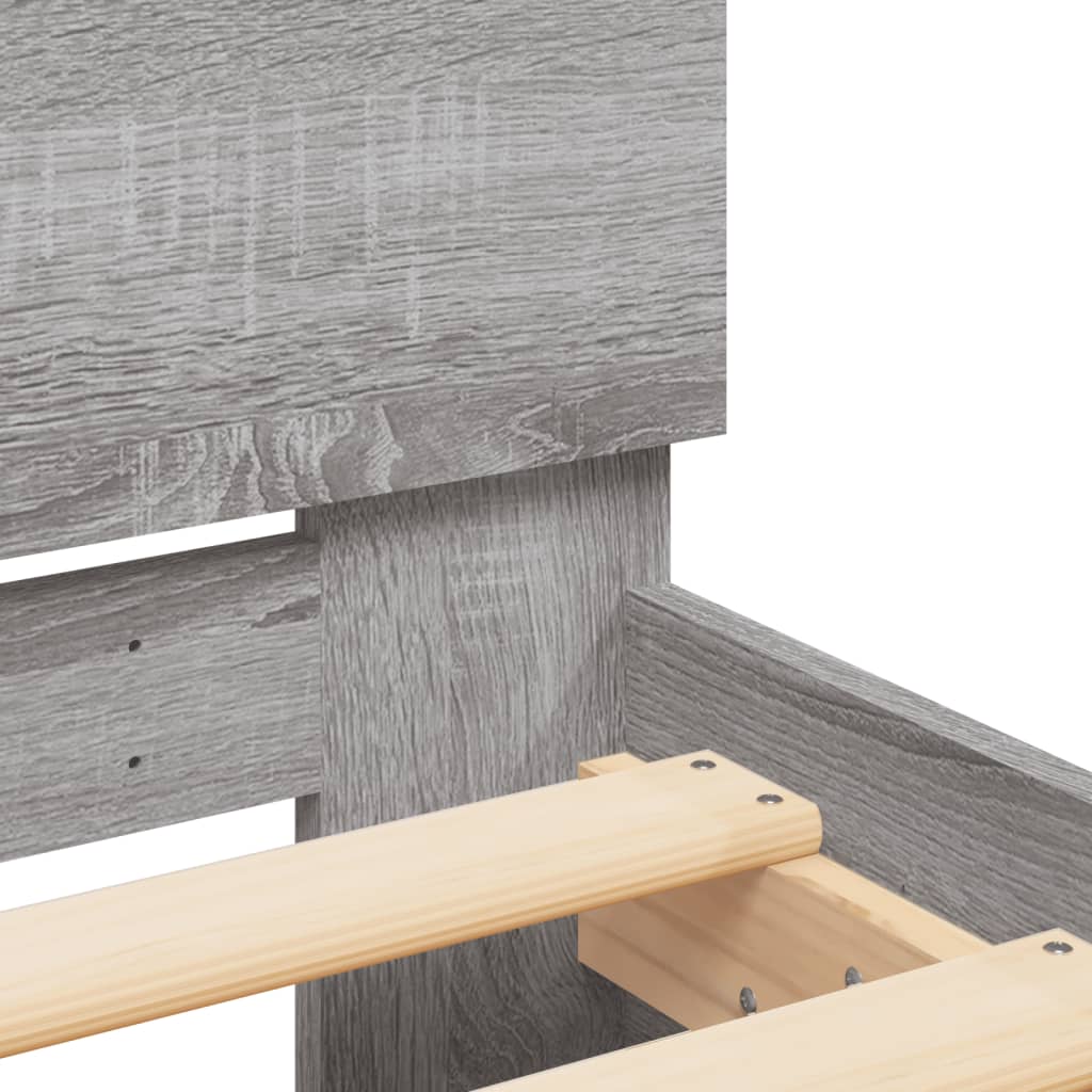 Giroletto con Testiera e LED Grigio Sonoma 200x200 cm | homemem39