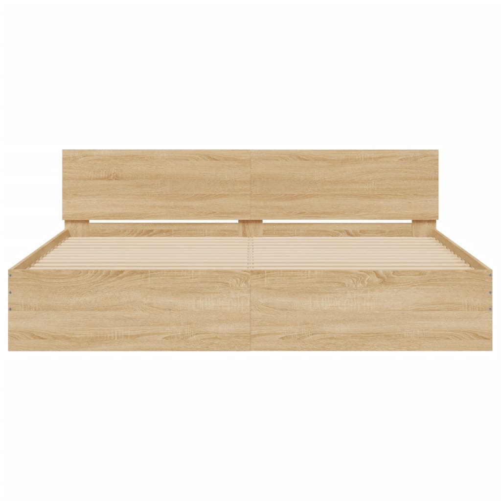 Giroletto con Testiera e LED Rovere Sonoma 180x200 cm | homemem39