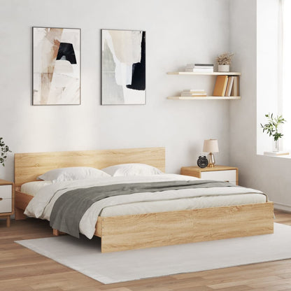 Giroletto con Testiera e LED Rovere Sonoma 180x200 cm | homemem39