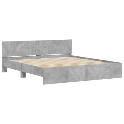 Giroletto con Testiera e LED Grigio Cemento 180x200 cm | homemem39