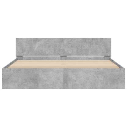 Giroletto con Testiera e LED Grigio Cemento 180x200 cm | homemem39