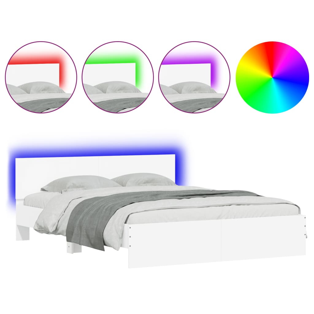 Giroletto con Testiera e LED Bianco 160x200 cm | homemem39