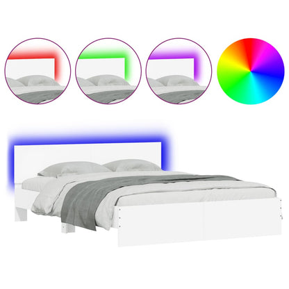 Giroletto con Testiera e LED Bianco 160x200 cm | homemem39
