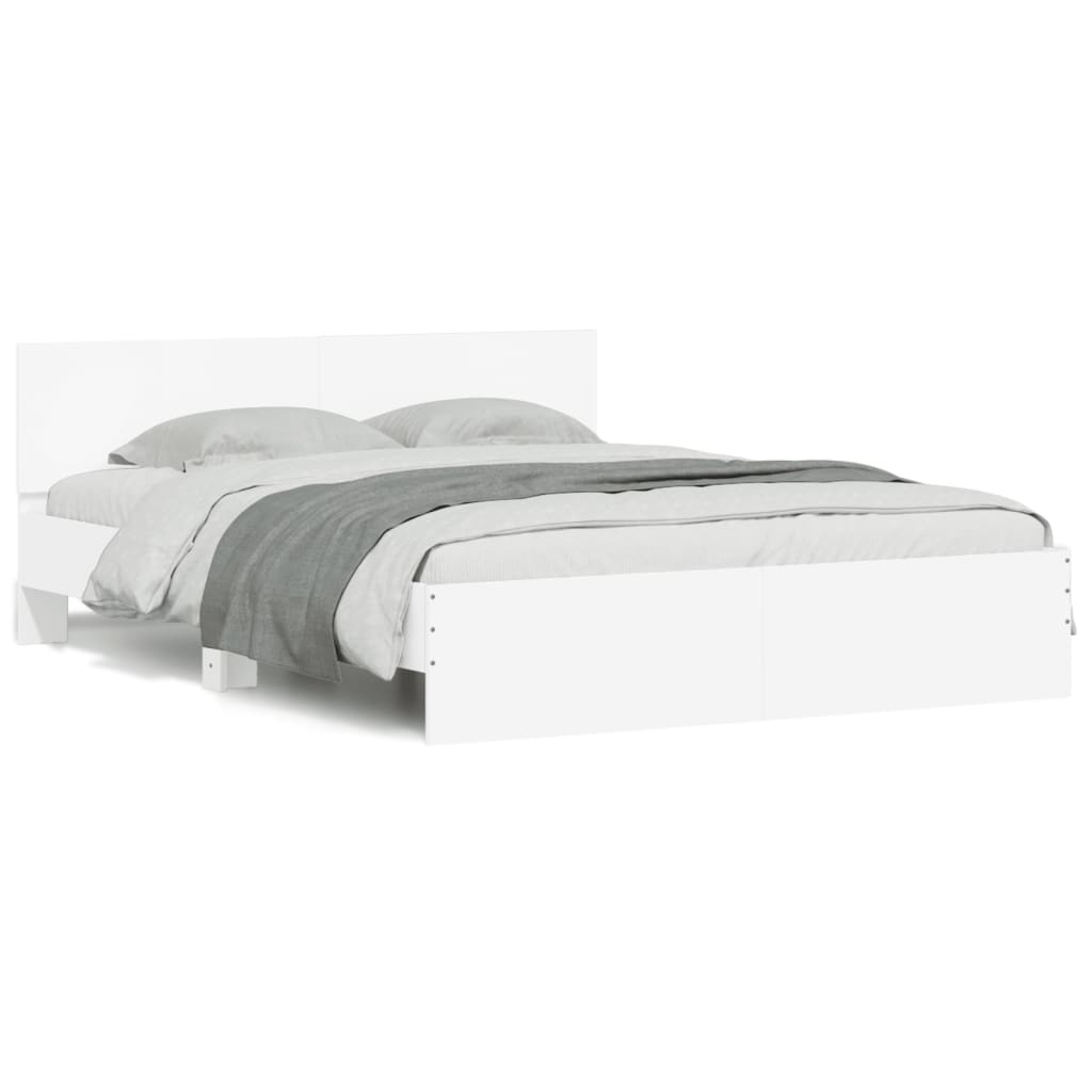 Giroletto con Testiera e LED Bianco 160x200 cm | homemem39