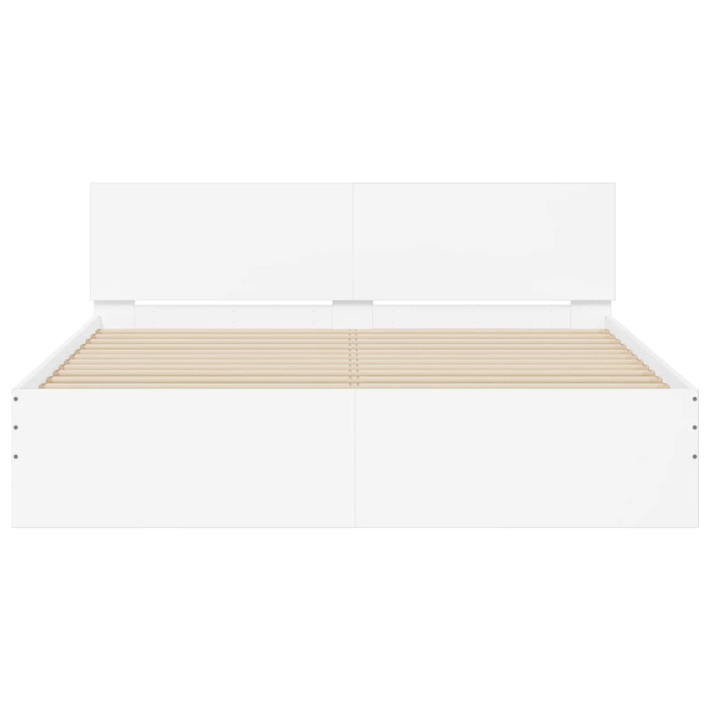 Giroletto con Testiera e LED Bianco 160x200 cm | homemem39