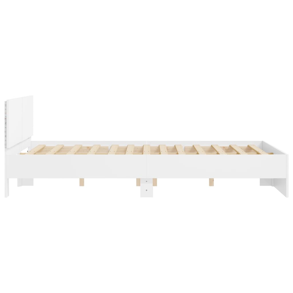 Giroletto con Testiera e LED Bianco 160x200 cm | homemem39