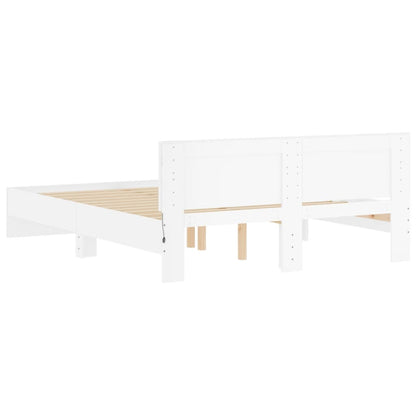 Giroletto con Testiera e LED Bianco 160x200 cm | homemem39