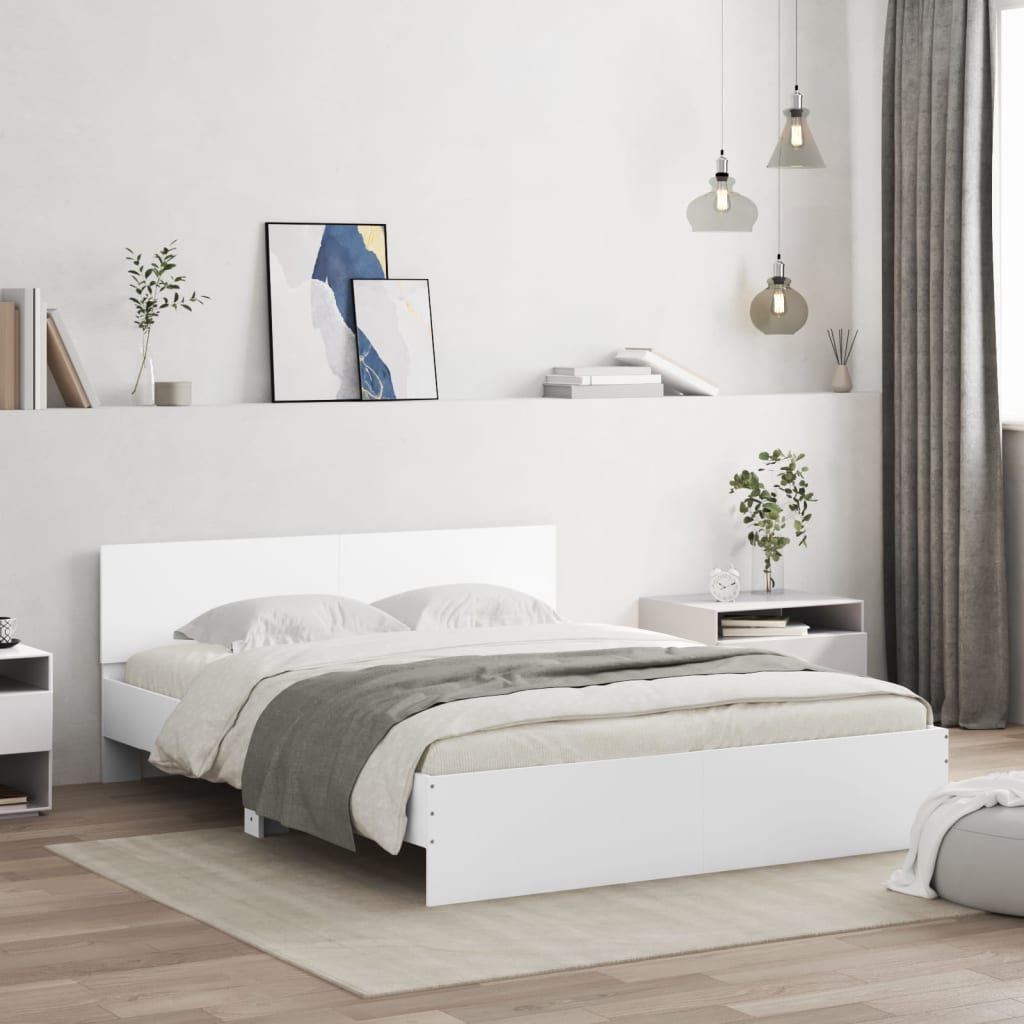 Giroletto con Testiera e LED Bianco 160x200 cm | homemem39