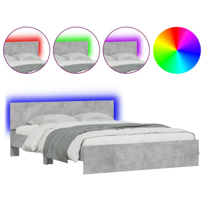 Giroletto con Testiera e LED Grigio Cemento 160x200 cm | homemem39