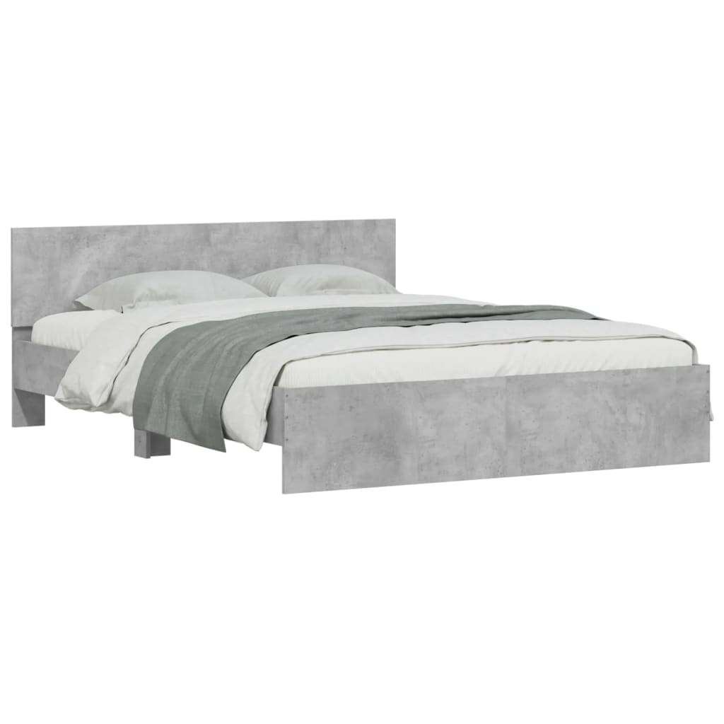 Giroletto con Testiera e LED Grigio Cemento 160x200 cm | homemem39