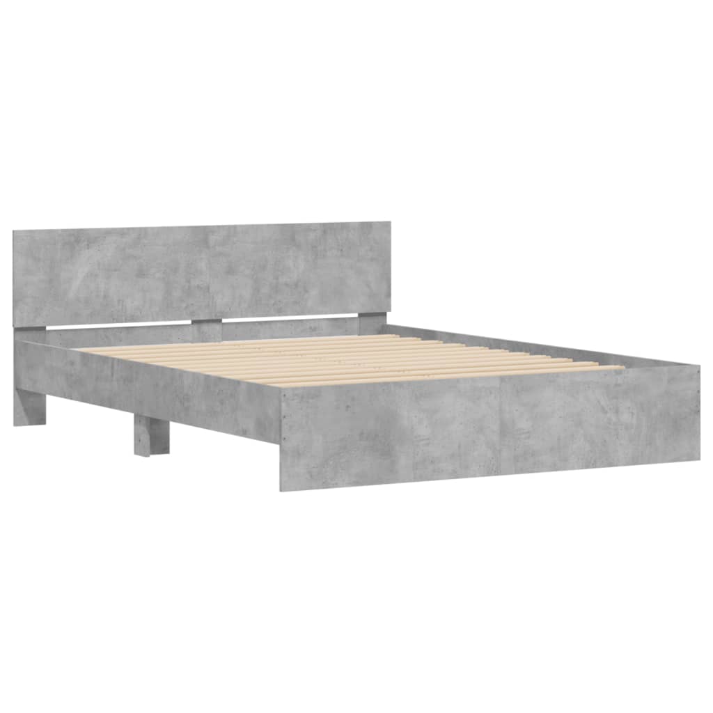 Giroletto con Testiera e LED Grigio Cemento 160x200 cm | homemem39