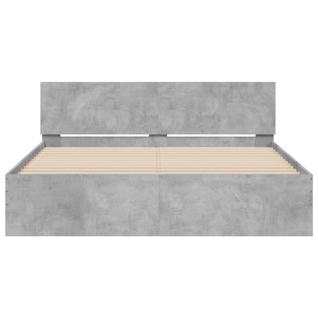 Giroletto con Testiera e LED Grigio Cemento 160x200 cm | homemem39