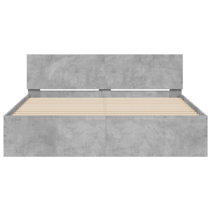 Giroletto con Testiera e LED Grigio Cemento 160x200 cm | homemem39