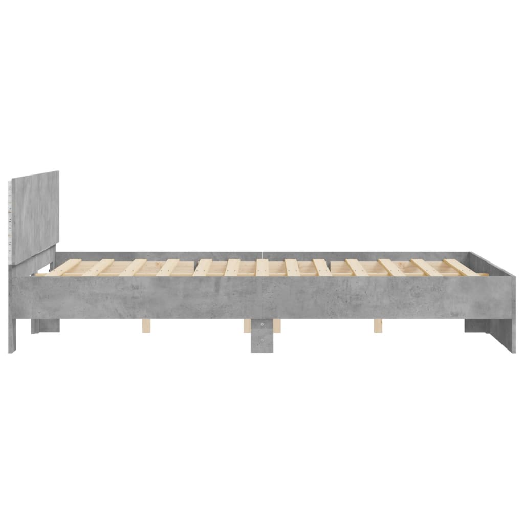 Giroletto con Testiera e LED Grigio Cemento 160x200 cm | homemem39