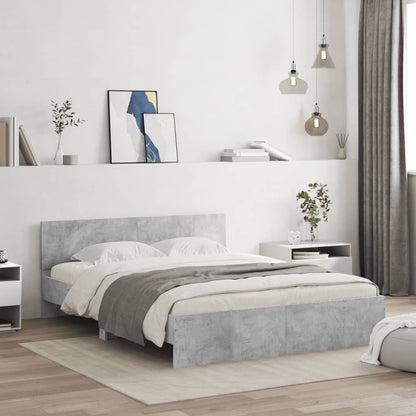 Giroletto con Testiera e LED Grigio Cemento 160x200 cm | homemem39