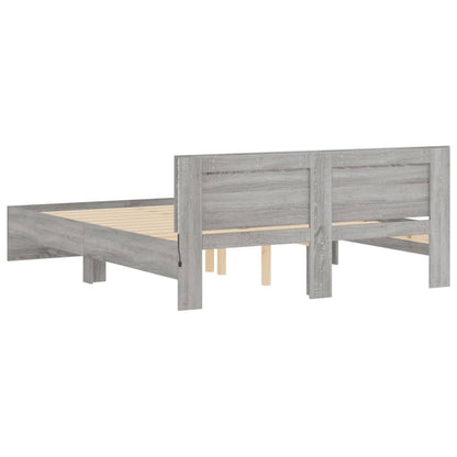 Giroletto con Testiera e LED Grigio Sonoma 160x200 cm