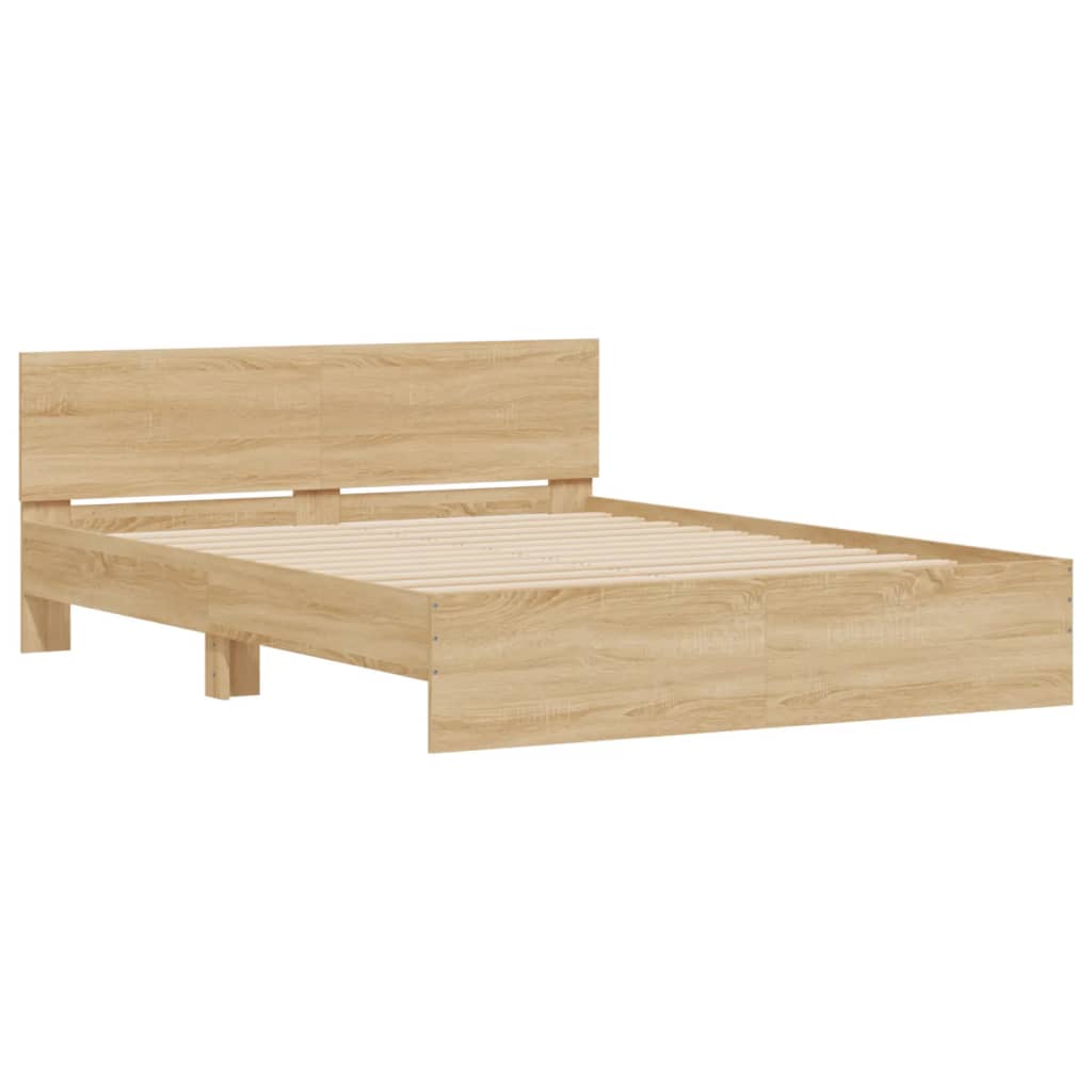 Giroletto con Testiera e LED Rovere Sonoma 150x200 cm | homemem39
