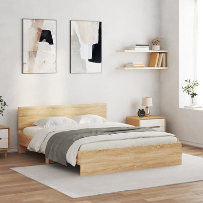Giroletto con Testiera e LED Rovere Sonoma 150x200 cm | homemem39