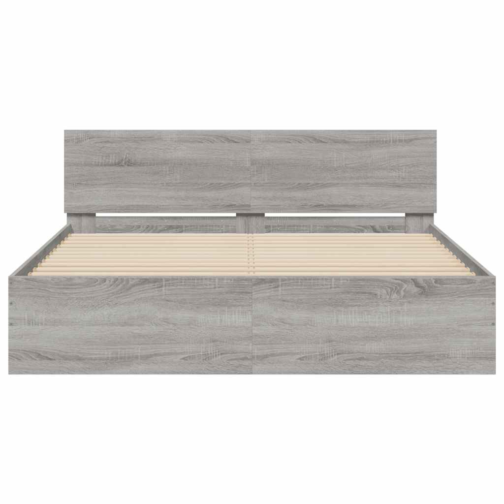 Giroletto con Testiera e LED Grigio Sonoma 150x200 cm