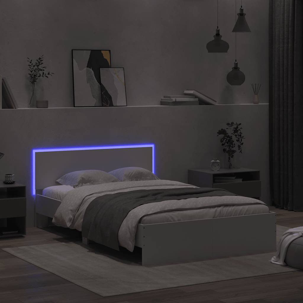 Giroletto con Testiera e LED Bianco 120x200 cm | homemem39