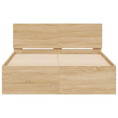 Giroletto con Testiera e LED Rovere Sonoma 120x200 cm | homemem39