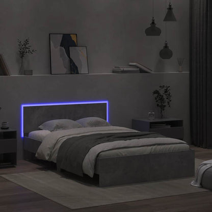 Giroletto con Testiera e LED Grigio Cemento 120x200 cm | homemem39